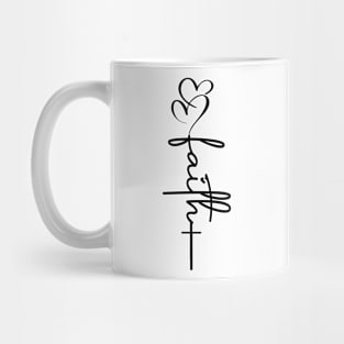 Faith Hearts & Cross Black Typography Mug